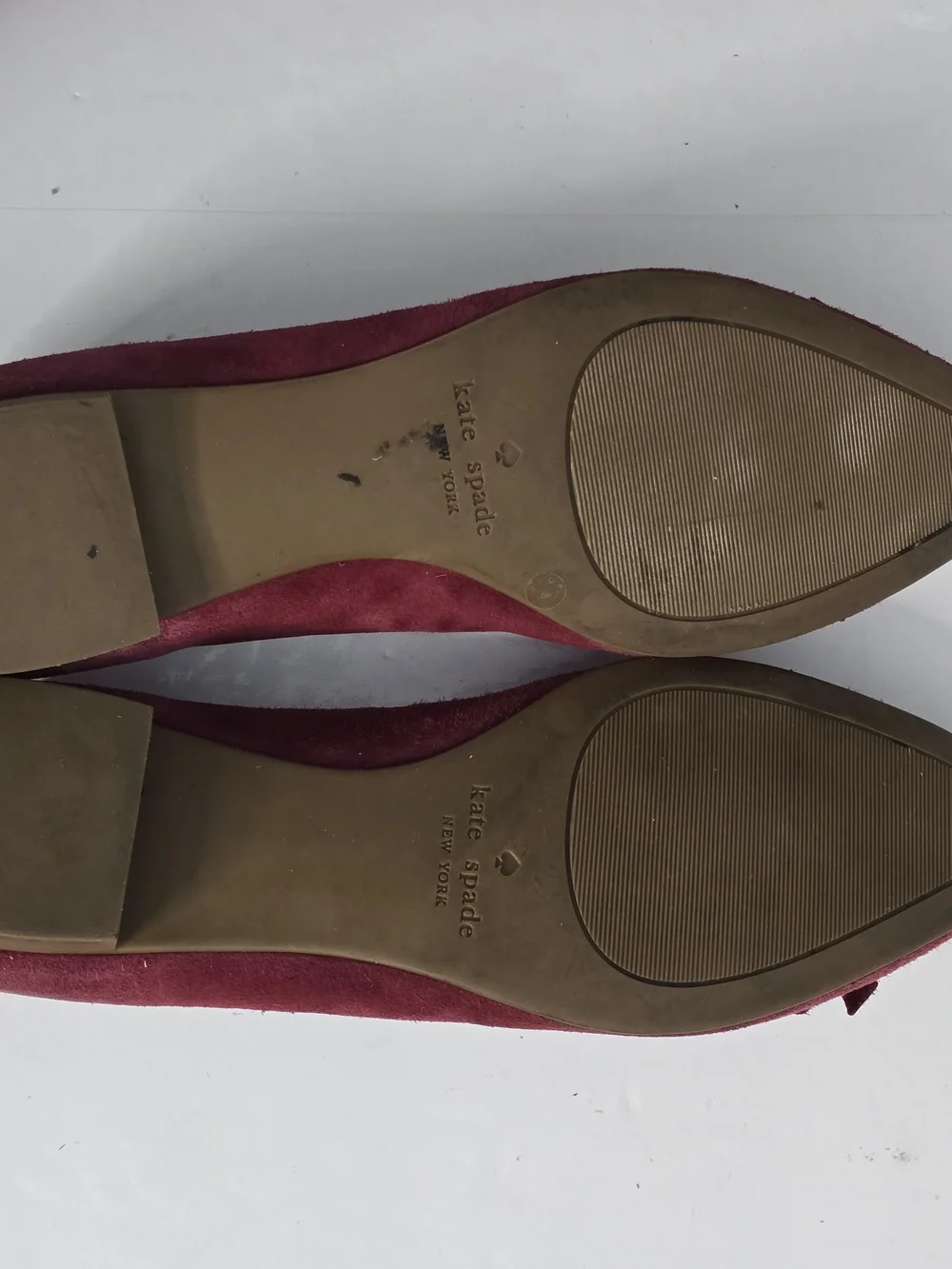 Kate Spade Eleni Flex Red Chestnut Suede Scalloped Bow Flats